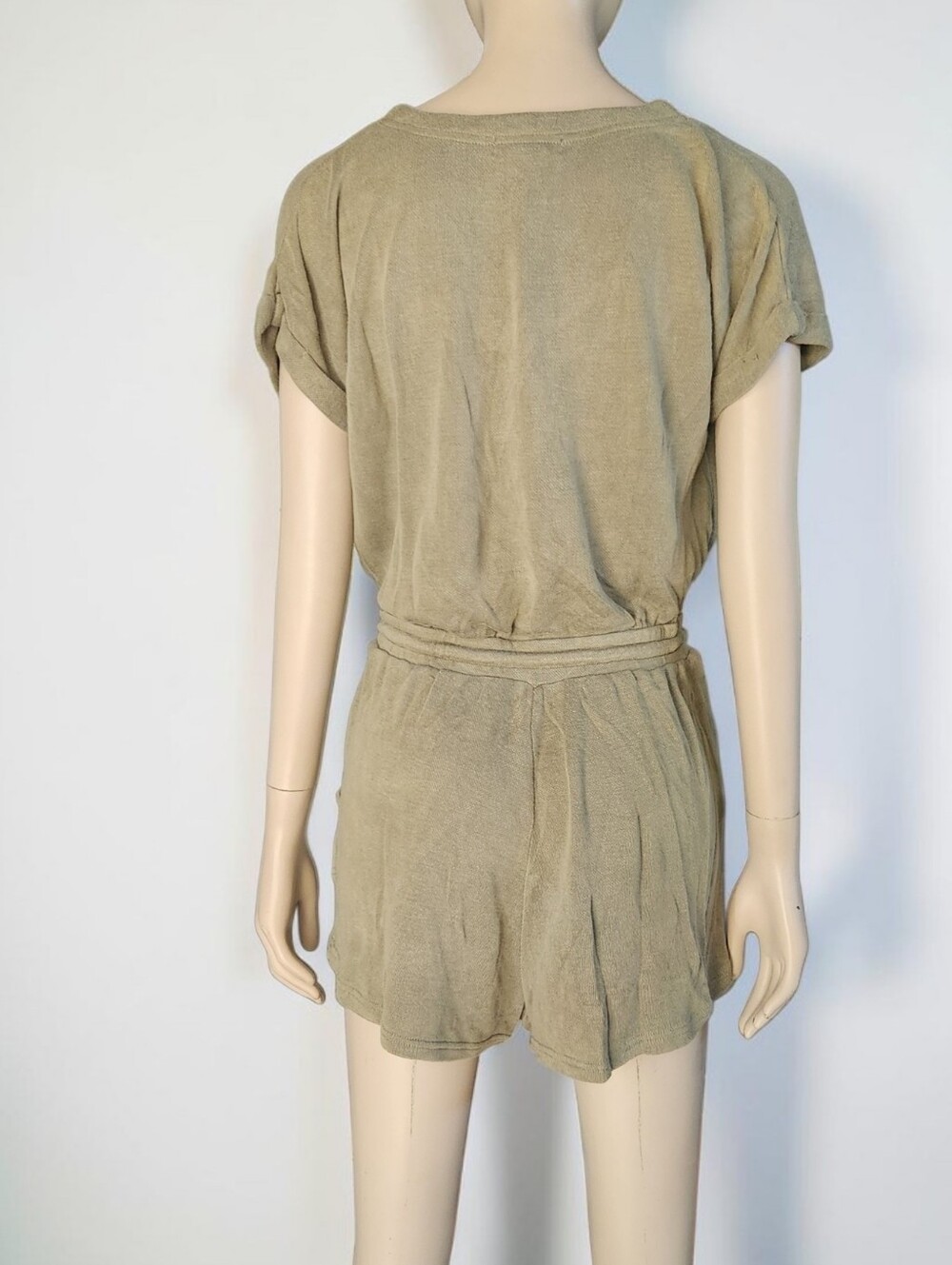 L Space Great Escape Slub Jersey Romper Olive Green Women S Cap Sleeve One Piece - Picture 6 of 15